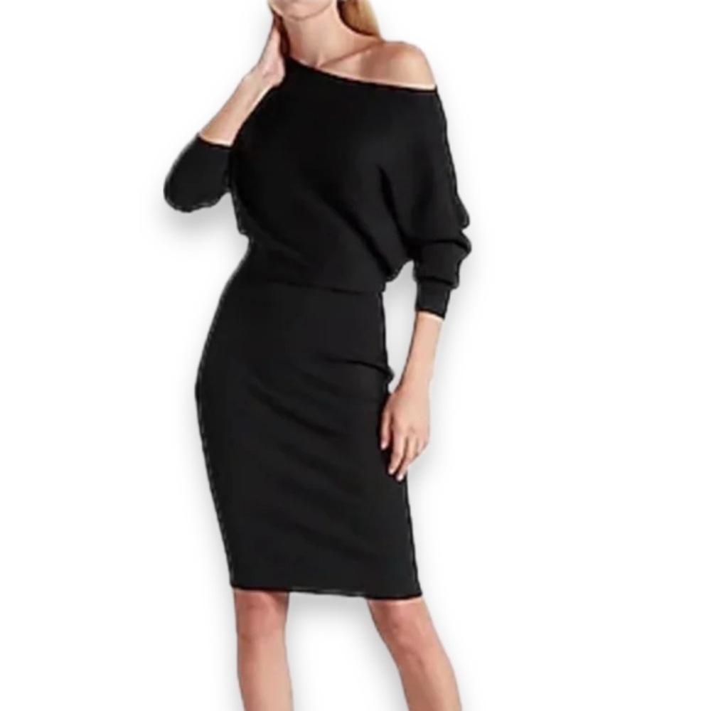 Express Stretch Rib Knit Midi Sweater Dress Size Small